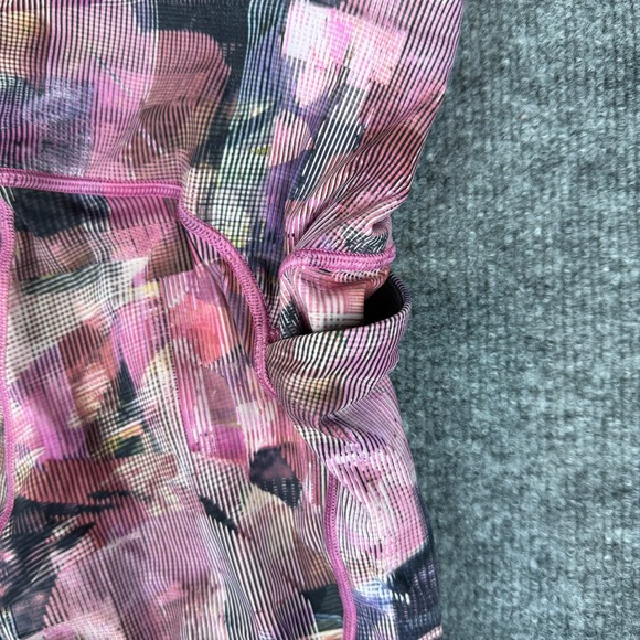 Lululemon On Pace‎ Crop Leggings Size 4 Sun Dazed Multi Pink Print Mesh Athletic - Picture 8 of 9